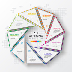 Poster - Nonagon infographic,Colorful template with 9 options,Vector illustration.