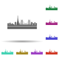 Poster - Tokyo detailed skyline multi color icon. Simple glyph, flat vector of cities icons for ui and ux, website or mobile application