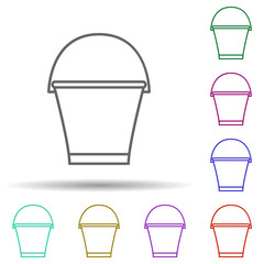 Poster - Bucket multi color icon. Simple thin line, outline vector of cleaning icons for ui and ux, website or mobile application