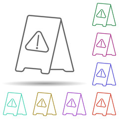Poster - Outdoor sign attention multi color icon. Simple thin line, outline vector of cleaning icons for ui and ux, website or mobile application