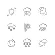 Sky clarity and precipitation pixel perfect linear icons set