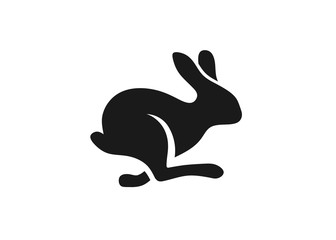 fast running rabbit logo vector, run bunny fast or jump silhouette vector illustration