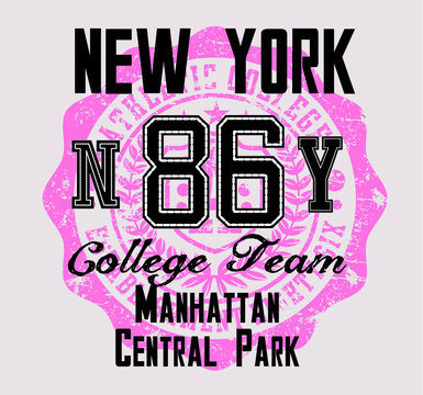 New york city tshirt print and embroidery graphic design vector art