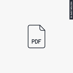 Fototapete - PDF file format, linear style sign for mobile concept and web design
