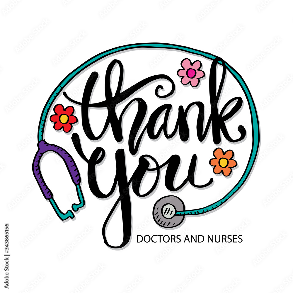 Thank you doctors and nurses greeting card Stock Vector | Adobe Stock