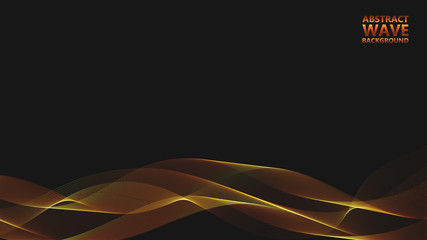 Leinwandbilder - Abstract black background with golden light waves. Vector abstract shiny color gold waves design element on dark background. Vector illustration. Template luxury design.