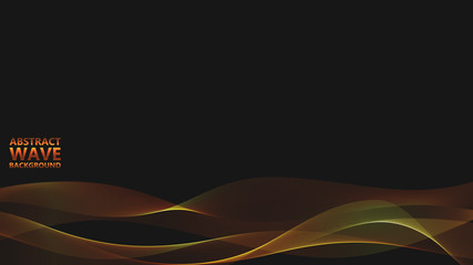 Leinwandbilder - Abstract black background with golden light waves. Vector abstract shiny color gold waves design element on dark background. Vector illustration. Template luxury design.