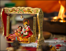 Close-up Of Radha And Krishna Figurines