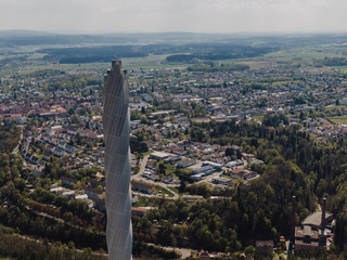 Wall Mural - Aerial Drone Shot of Rottweil, Germany on a sunny day