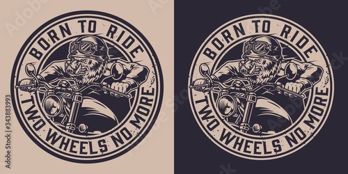 Cuadros en Lienzo Animal moto rider vintage badge