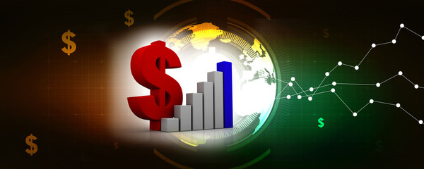 Poster - 3d rendering Stock market online business concept