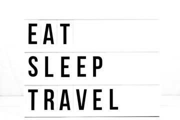 Wall Mural - Inspirational Eat Sleep Travel Quote on Vintage Retro Board