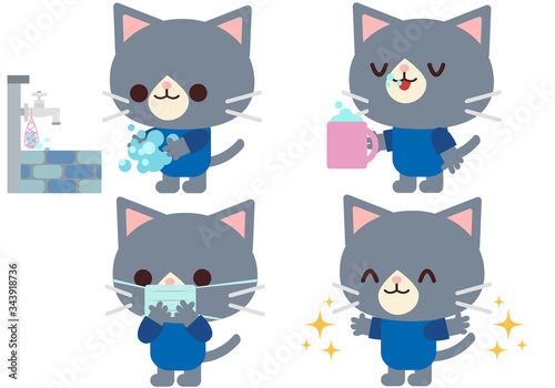 手洗いうがいをするネコイラスト Stock Vector Adobe Stock 手洗いうがいをするネコイラスト Stock Vector Adobe Stock