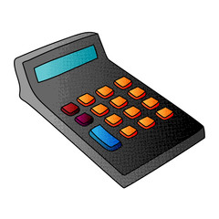 Poster - calculator vector design. digital hand drawn. halftone texture