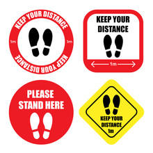 Collection Of Social Distancing Graphic Signs To Use In Public Queue In Vector Format
