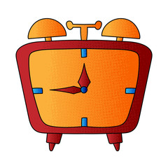 Poster - alarm clock vector design. digital hand drawn. halftone texture