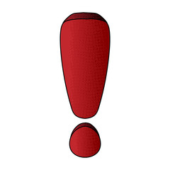 Poster - exclamation mark vector design. digital hand drawn. halftone texture