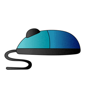 computer mouse vector design. digital hand drawn. halftone texture