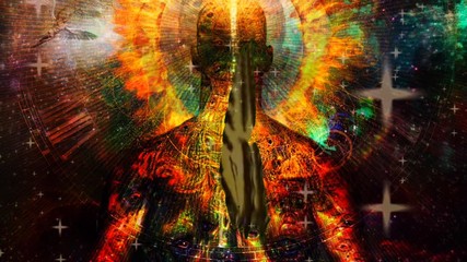 Wall Mural - surreal dream. man in mystic space