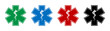 Emergency medical symbol. Vector isolated medical signs icons with snake. Medical star symbols. Star of life signs.