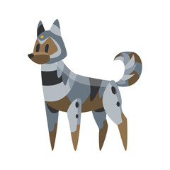 Aufkleber - Vector cartoon mechanical robotic dog. Toy androids with artificial intelligence, pet for games. Creature produced by people. Futuristic artificial pet friend technology