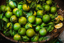 Limes For Sale At A Market, Phnom Penh, Cambodia, Southeast Asia