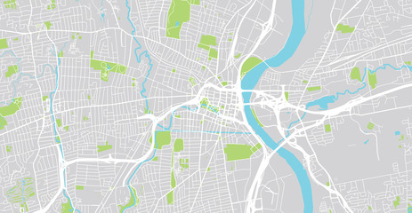 Urban vector city map of Hartford, USA. Connecticut state capital