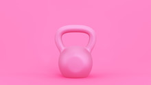Pink Kettlebell Background. Simple Modern Illustration For Sport Design. 3D Rendering Image.