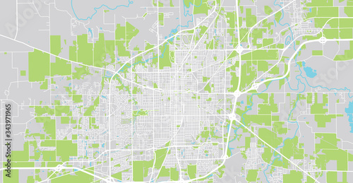 Fotomural Urban vector city map of Springfield, USA. Illinois state capital