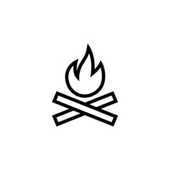 Sticker - Bonfire night icon symbol in linear, outline style isolated on white background