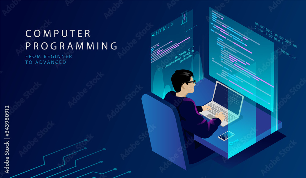 Isometric Concept Of Programming Courses. IT Academy Offers Remote ...
