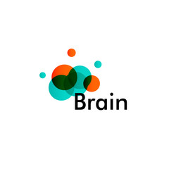 Creative Brain logo concept, modern logotype for technology of medicine science, communication, memory experience and resarch. Abstract colored dotted vector emblem.