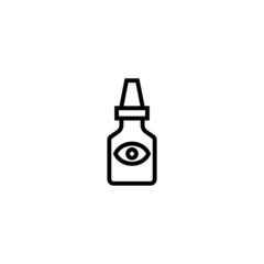 Poster - Eye drops vector icon in linear, outline style isolated on white background