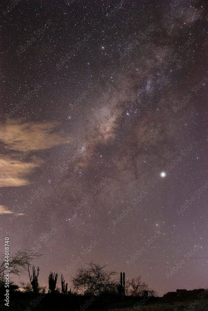 Desierto de la tatacoa. astrofotografia via lactea, estrellas captus - obrazy, fototapety, plakaty 