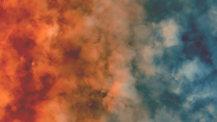 Poster - 3D Rendering of smoky clouds background with contrast color red and blue tone. Concept for conflicting, controversial, heat and cold, fire vs ice, daily or inspiration quote.  