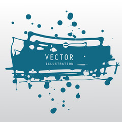 vector splats splashes and blobs of blue ink paint in different shapes drips