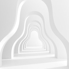 Aufkleber - Minimal style of pattern tunnel space, abstract architectural details with shadow on archway. 3D rendering. 