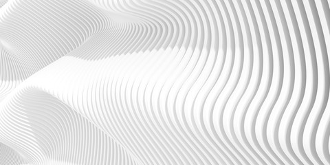 Aufkleber - Abstract of white pattern, smooth shape, architecture facade details,Perspective of future building design, Parametric wall. 3D rendering.