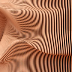 Fototapete - Abstract of wooden pattern, twisted shape, architecture facade details,Perspective of future building design, Parametric wall. 3D rendering.