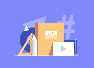 Fototapete - education concept,Learning,Books and reading,flat design icon vector illustration