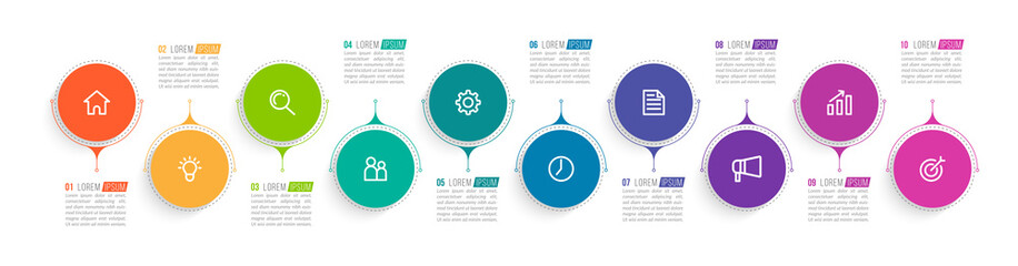 Wall Mural - Minimal infographic template design with numbers 10 options or steps.