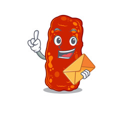 Wall Mural - Happy acinetobacter bacteria mascot design concept with brown envelope