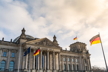 Facade of Reichstag building. Berlin, Germany