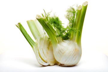 Poster - Fresh organic fennel bulbs are isolated on a white background