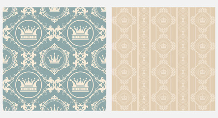 Wall Mural - Background seamless pattern. Royal style. Vector illustration.