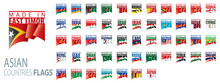 National Flags Of Asian Countries. Vector Illustrations