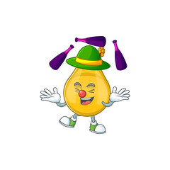 Poster - mascot cartoon style of gold hair serum playing Juggling on stage