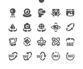 Poster - 360 degrees Well-crafted Pixel Perfect Vector Solid Icons 30 2x Grid for Web Graphics and Apps. Simple Minimal Pictogram