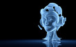 Artificial intelligence holographic projection with robot head 3D rendering