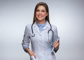 Wall Mural - doctor dressed white medical uniform holding book